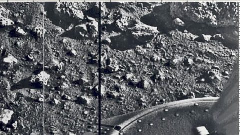 An image of Mars  taken in 1976 by the Viking lander. It was created digitally and  beamed back to Earth.