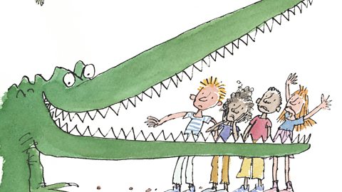 The enormous crocodile scaring some children