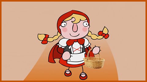 Little Red Riding Hood. She bakes a cake to take to her Grandma's cottage in the Woods.