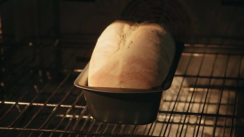 The bread in the oven