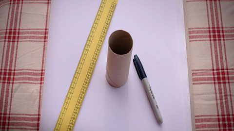 Equipment for the experiment which is pen, paper, a ruler and a toilet role tube