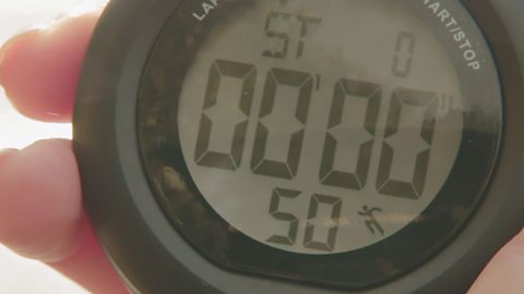 A stopwatch reading zero