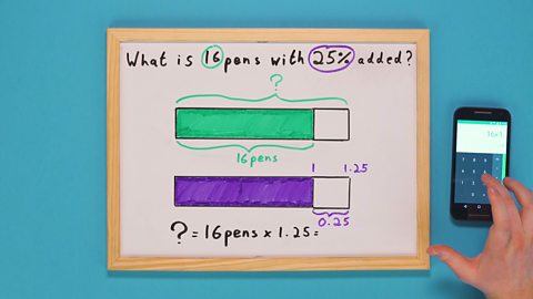 Whiteboard with two bars and calculator 