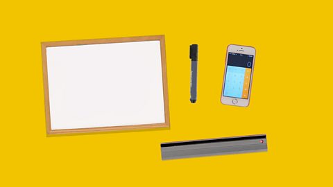 An image showing a whiteboard, a pen, a ruler and a calculator.