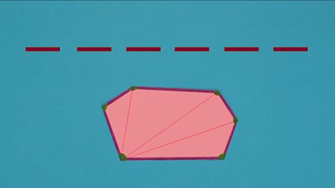 A polygon and a broken up line above it 