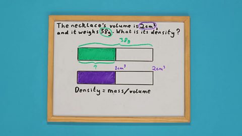 A whiteboard with two shaded bars drawn on it