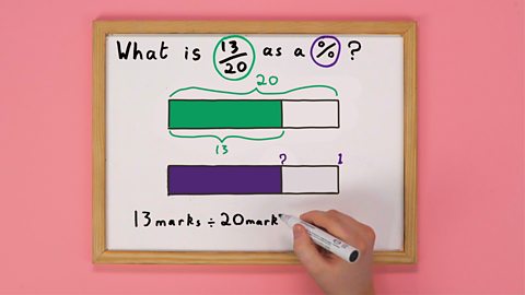 Someone writing a division maths problem on a whiteboard