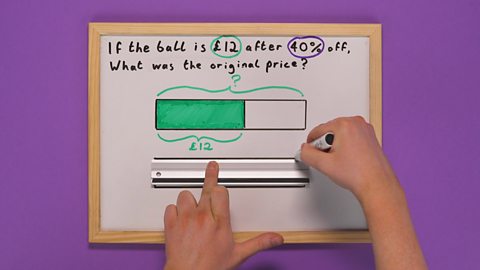 White board with problem and one bar model