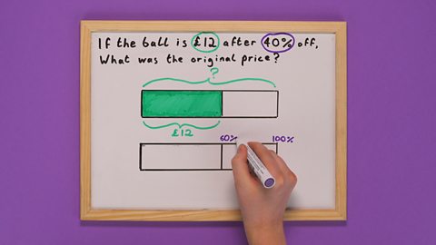 White board with problem and two bar models