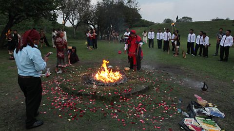 A spiritual ceremony lead by a Maya elder