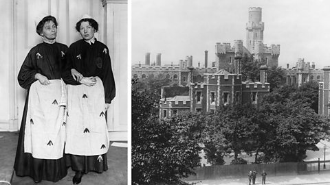 Emmeline Pankhurst and her daughter in Holloway Prison.