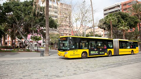 A yellow bus