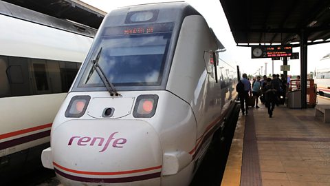 Stationary RENFE train at station