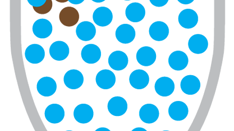 Coffee molecules entering cup of hot water