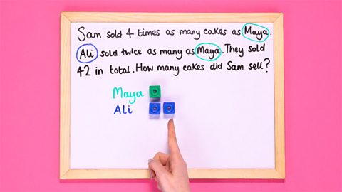 Ali sold twice as many as Maya, so him 2 cubes.