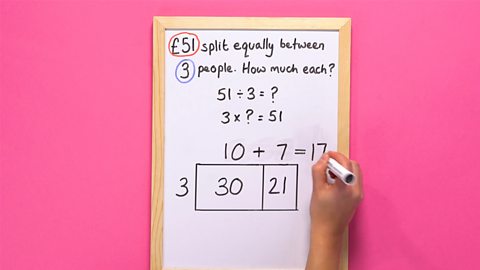 Add these two top numbers together to get the answer: 10 + 7 = 17