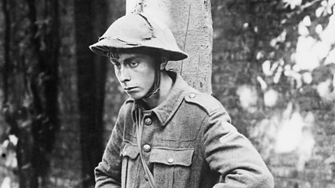 A shell shocked soldier in World War One