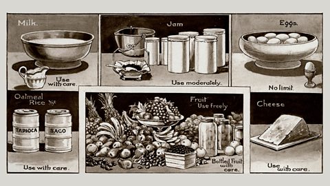 A World War One poster describing rations for different food types