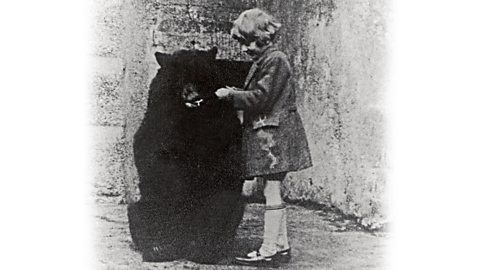 Winnie the bear with Christopher Robin at London Zoo