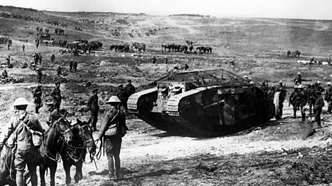 A Mark I tank on the Western Front on 15th September 1916