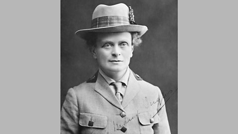 A black and white photograph of British World War One doctor Elsie Inglis