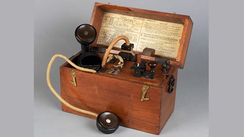 A telephone of the type used in trenches in World War One