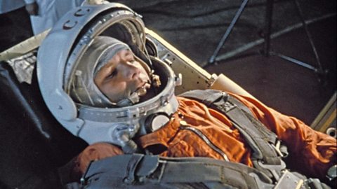 Russian cosmonaut Yuri Gagarin prepares for take off.