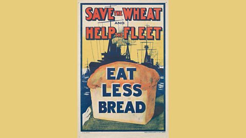 Information poster from World War One encouraging people to eat less bread