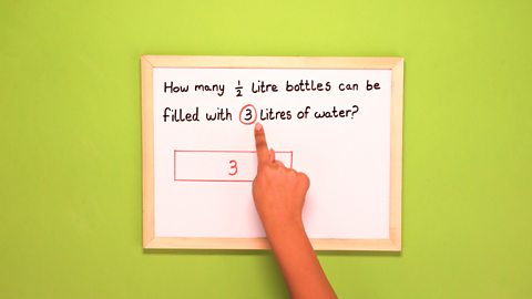 Draw a bar with a 3. In this example the number represents 3 litres of water.