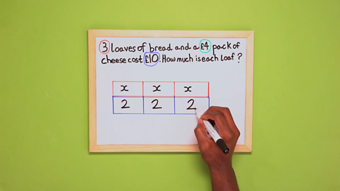 A maths problem written on a whiteboard