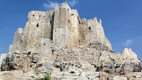 A landscape image of Masyaf, on the hill, in Syria.