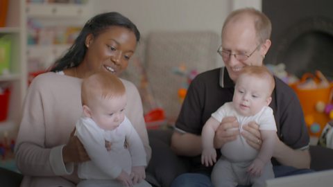 Twin baby boys and their father