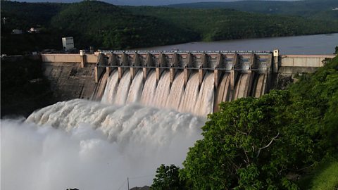 Hydroelectric dams generate electricity by passing huge amounts of water through turbines.