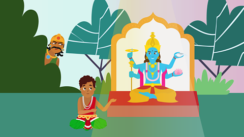 Prahlad worshiping Vishnu