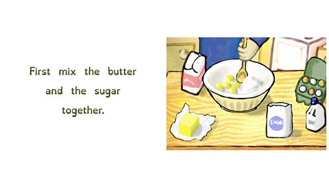 Mixing butter and sugar together in a bowl.