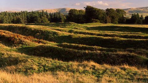 Defensive earthworks at Ardoch Roman Fort