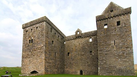 Arrow slits in a castle tower