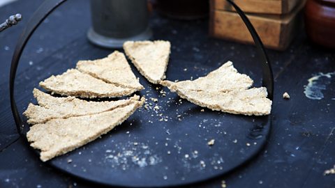 Traditional oatcakes at Scottish Medieval reenactment event