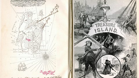Treasure Island map and book illustration