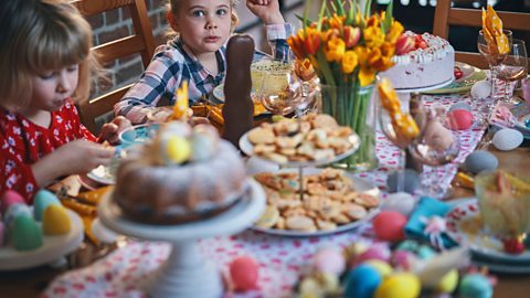 Children celebrating an Easter meal.