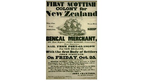 A poster advertising passage to New Zealand from Glasgow.