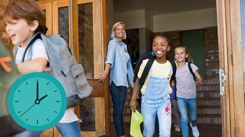 Children leaving school.