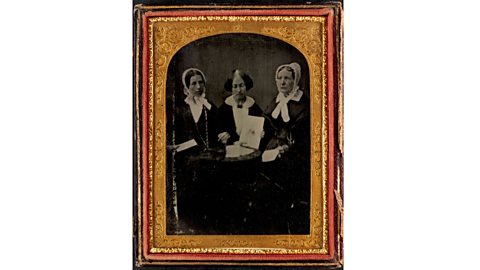 An old photograph showing Eliza, her stepmother Jane and their friend Mary Estlin 