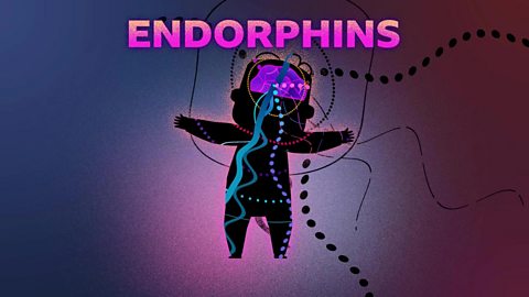 A baby dancing with graphics to show endorphins flowing through their body.