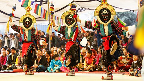 Buddhist mask dance at the festival of Losar