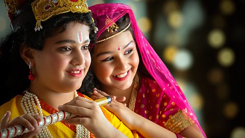 Children dressed up as Krishna