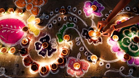 Decorated lamps during Diwali