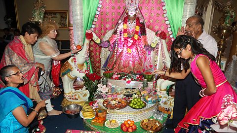 A Hindu shrine to Lakshmi