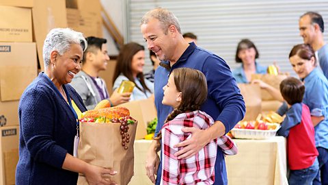 Distributing food at a foodbank