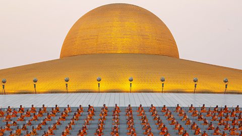 Buddhists monks gathered for Sangha Day